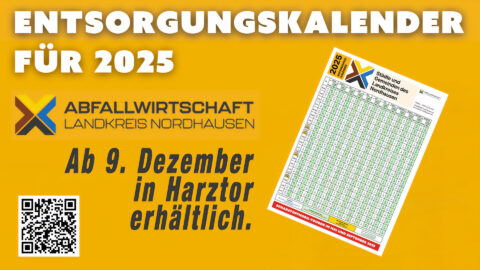 Kalender Abfallentsorgung 2025 für Gemeinde Harztor