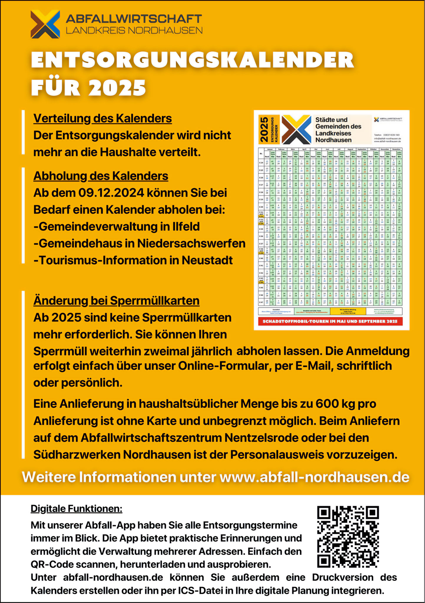 Original-Flyer der Abfallwirtschaft des Landkreis Nordhausen, der den Inhalt des Artikels darstellt.